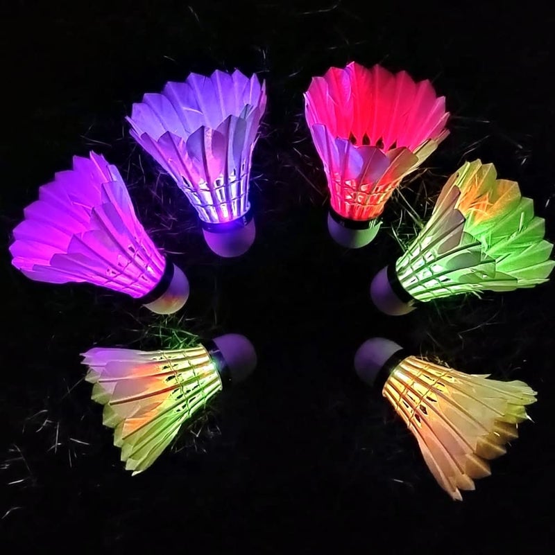Inngree LED Shuttlecock Badminton, [6 Pack] 6 Color Shuttlecock Dark Night Goose Feather Glow Birdies Lighting for Outdoor Indoor Sport Activities - Image 5